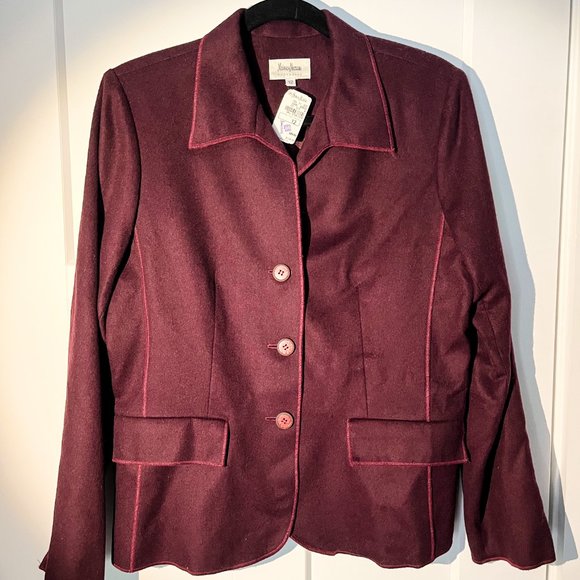 NewWT Stylish Bedtime Neiman Marcus Womens Blazer Jacket Size 12 Burgundy Red - Picture 1 of 4
